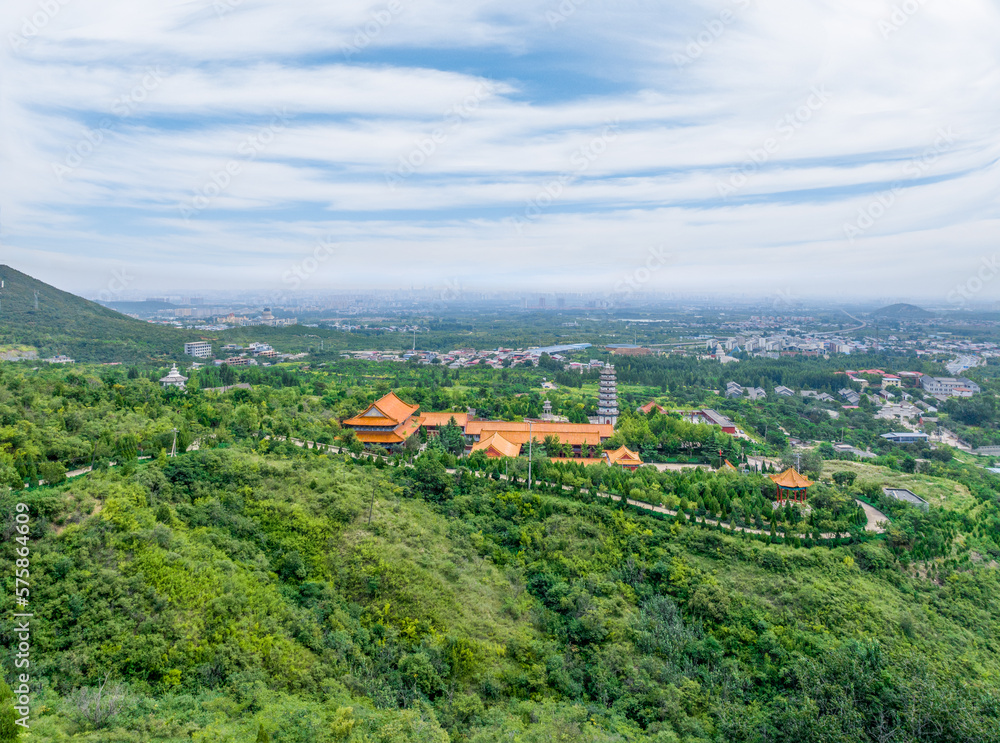 Aerial photography of Longquan Ancient Temple in Luquan District, Shijiazhuang City, Hebei Province, China