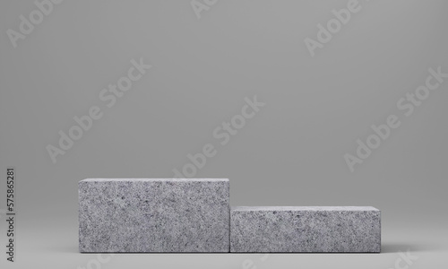 This mock up design is ideal for displaying cosmetics in an eye-catching way. concrete podiums provide a stark contrast against the white background while still keeping the focus products. 3d render