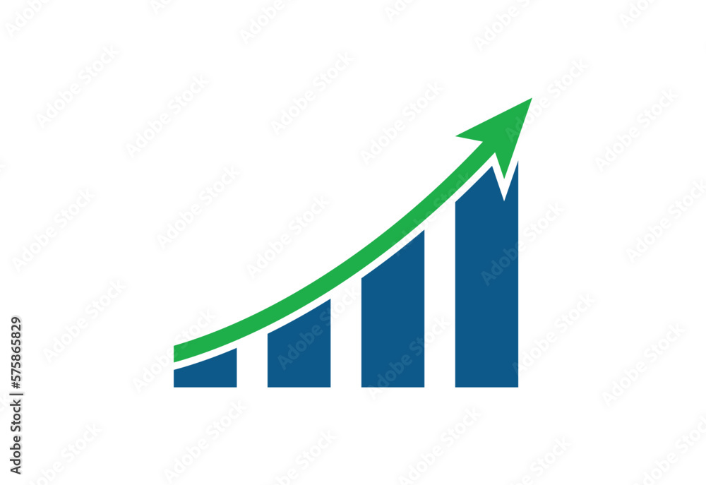 Growing graph, bar chart, Flat icon isolated on the white background, flat design vector illustration. Growing graph, bar chart, Flat icon isolated on the white background, flat design vector illustration.