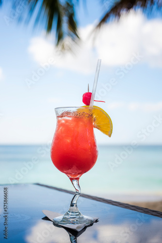 Caribbean tropical rum punch cocktail, Pink Gin Beach, Grenada