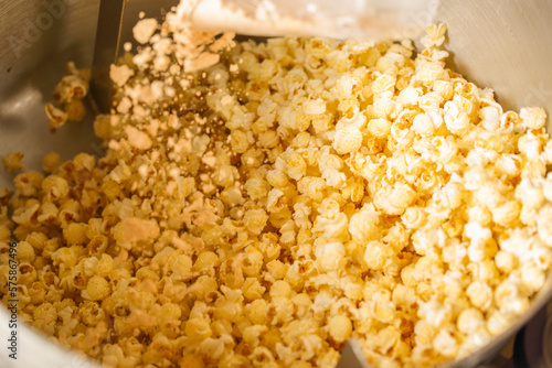 Close-up Of A Popcorn Being Popped photo