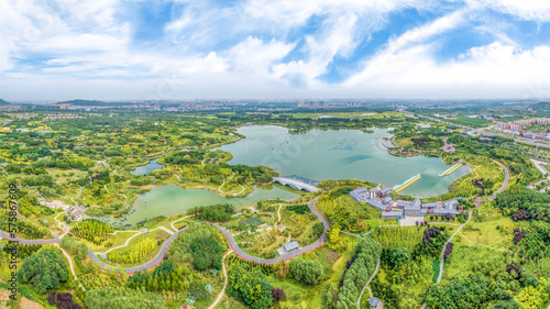 Aerial photography of Longquan Lake Wetland in Luquan District, Shijiazhuang City, Hebei Province, China © Changyu