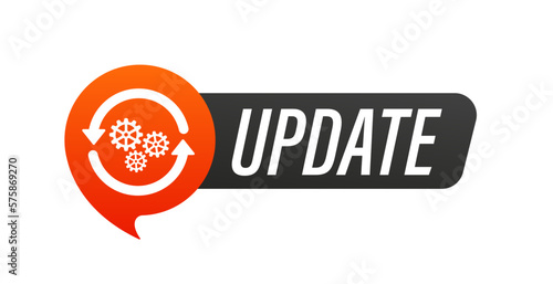 Modern label New update from Bell. App progress icon update concept for graphic and web design. System software upgrade web banner element. Vector illustration