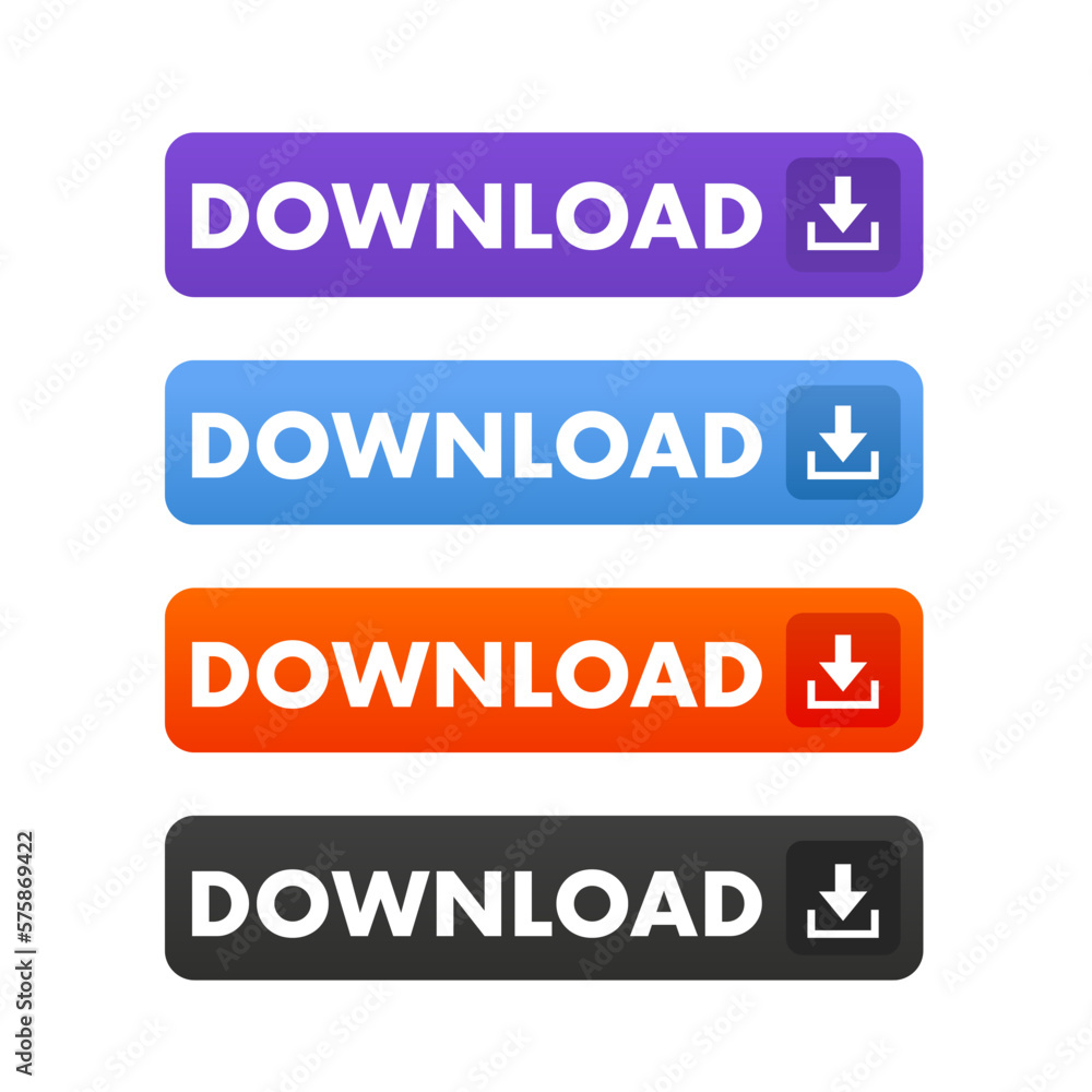 Download buttons. Set collection of download button elements for ui ux web design template. Install symbol, simple design, for website or mobile app. Vector illustration Download buttons. Set collection of download button elements for ui ux web design template. Install symbol, simple design, for website or mobile app. Vector illustration