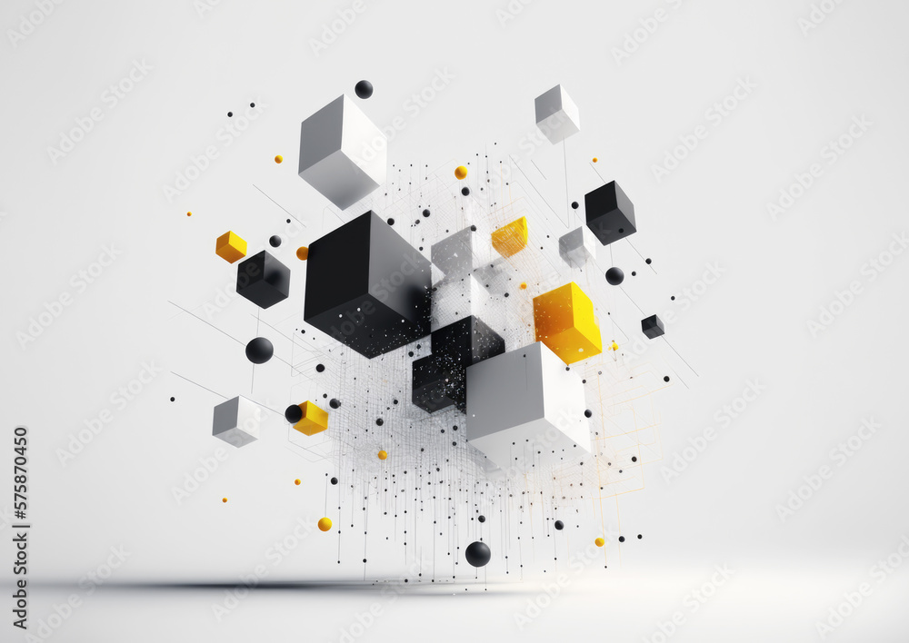 Abstract representation for data flow with multiple cubes and particles ...