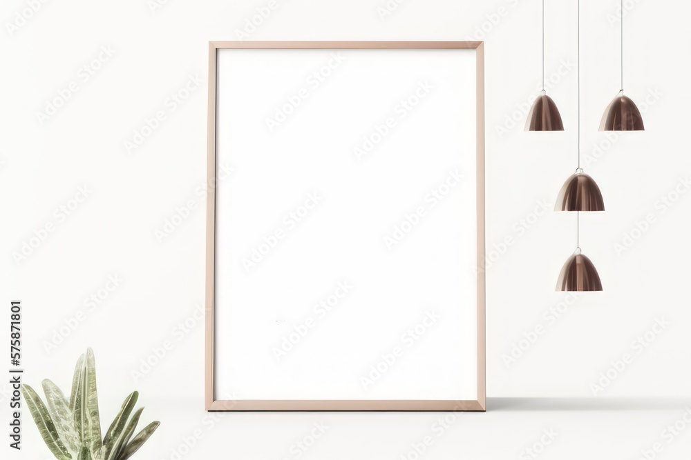 frame with leaves on table created with generative AI frame with leaves on table created with generative AI