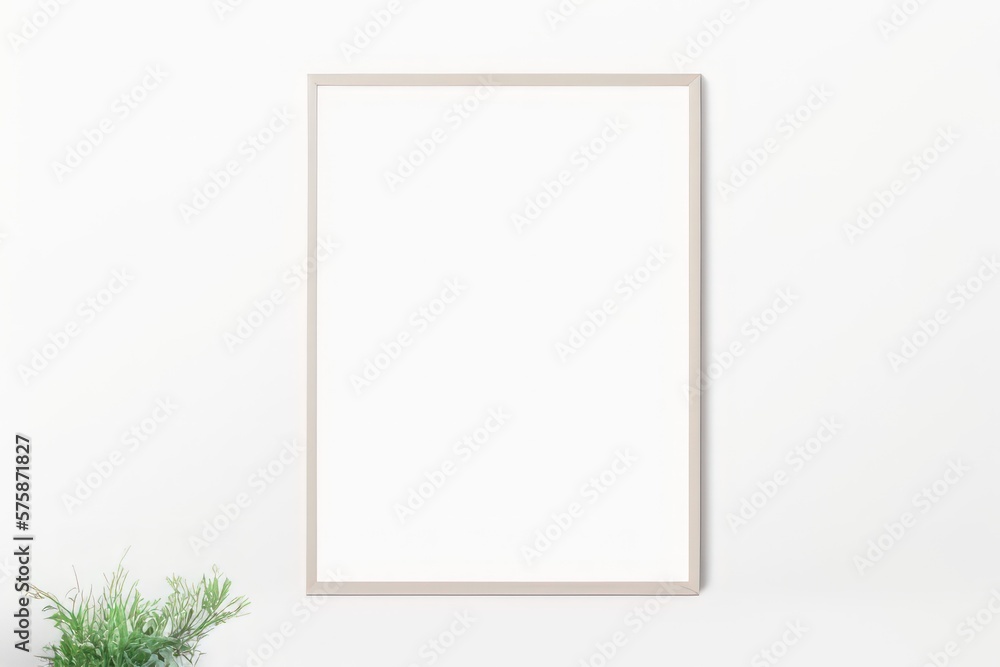 Obraz premium frame with leaves on table created with generative AI
