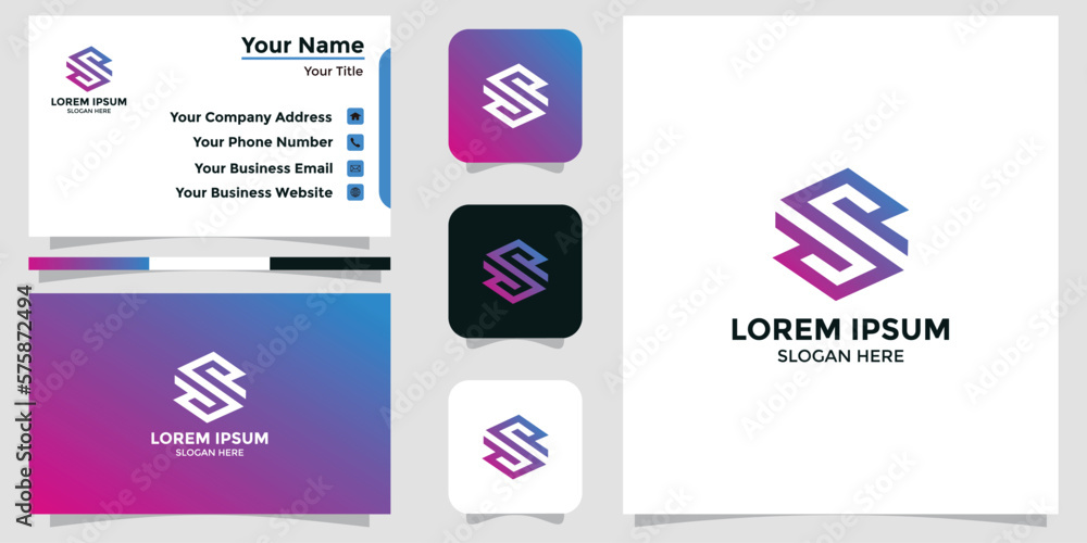 S letter logo design and branding card S letter logo design and branding card