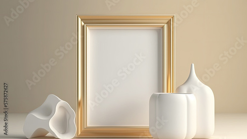 Golden Photo Frame With Image Placeholder.