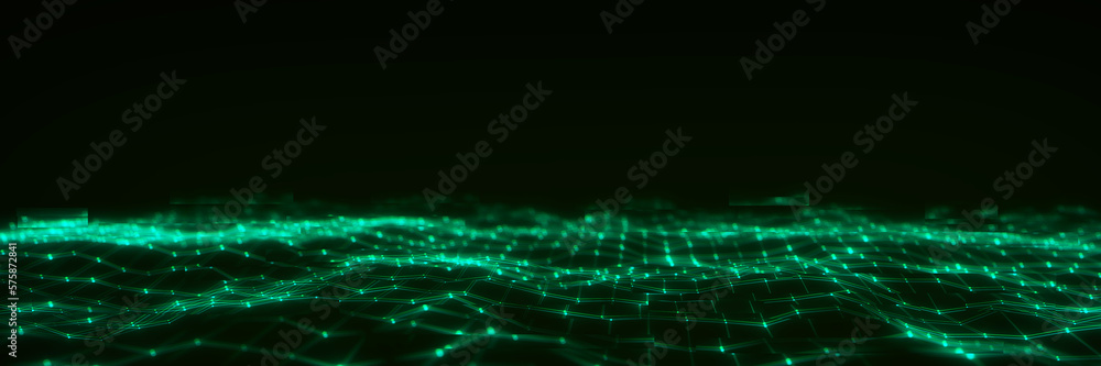 Futuristic digital wave with glitch effect. Concept of noise in cyberspace. Distortion of the digital flow. Damaged signal. 3D rendering. Futuristic digital wave with glitch effect. Concept of noise in cyberspace. Distortion of the digital flow. Damaged signal. 3D rendering.