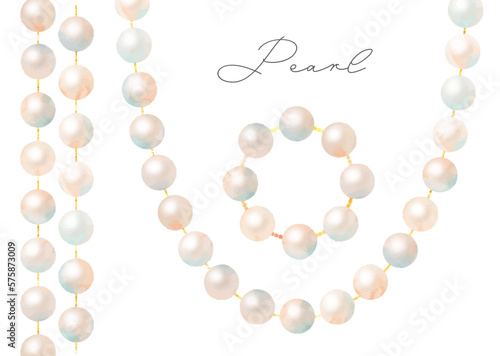 pearl ornament drawn in watercolor