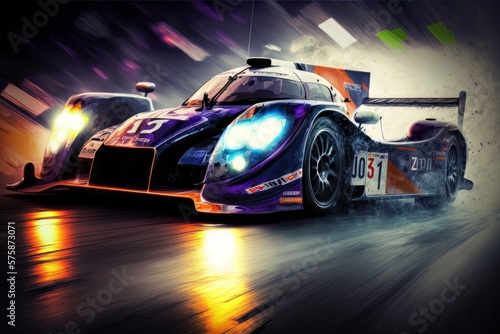 Race car on track, motor sport racing car. Generative AI Technology © Luisa