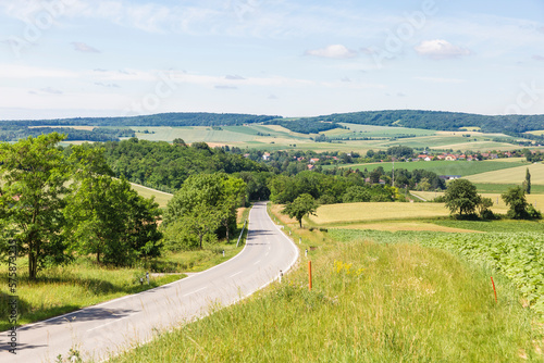 Austria, Lower Austria, Kreuzstetten, View of country road in summer photo