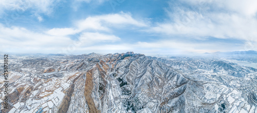 Aerial photography of Shizhu Mountain Scenic Area, Zanhuang County, Shijiazhuang City, Hebei Province, China photo