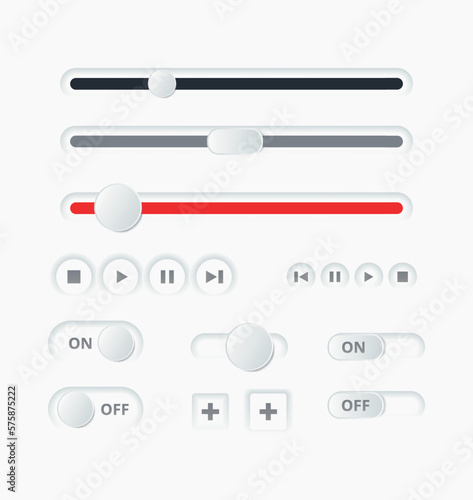 User interface elements. Scrollbar element button. Interaction technique or widget for scrolling content on webpage, desktop or mobile application. Navigation element. 