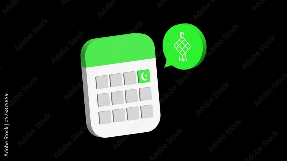 animation eid mubarak date reminder 3d style calendar with ketupat icon transparent background animation eid mubarak date reminder 3d style calendar with ketupat icon transparent background