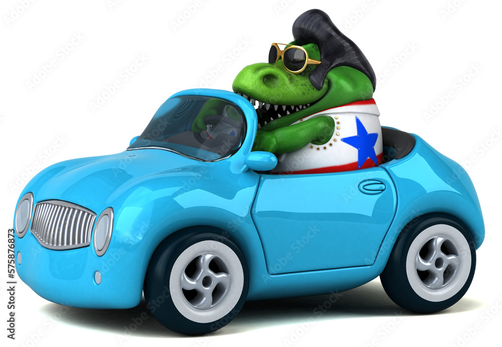 Fun 3D cartoon illustration of a Trex rocker Fun 3D cartoon illustration of a Trex rocker