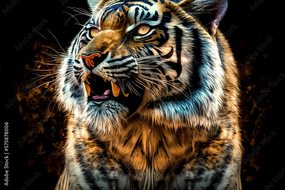 Tiger head background wallpaper created with Generative AI technology