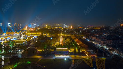 Aerial photography of Linji Temple in Zhengding Ancient City  Zhengding County  Shijiazhuang City  Hebei Province  China