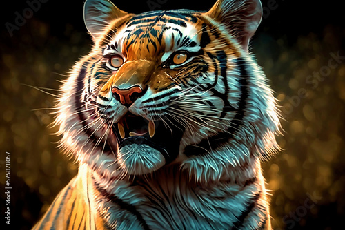 Tiger head art screen background created with Generative AI technology