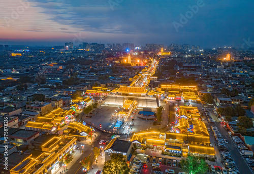 Panorama of Zhengding Yanghe Building and Zhengding Historical and Cultural Street in Zhengding County, Shijiazhuang City, Hebei Province