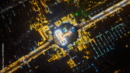 Panorama of Zhengding Yanghe Building and Zhengding Historical and Cultural Street in Zhengding County, Shijiazhuang City, Hebei Province