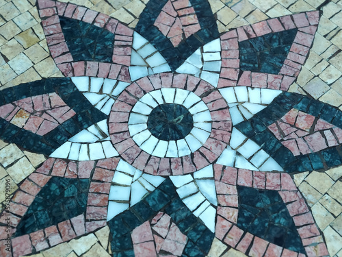 Ornamental arabic tile mosaic on a table