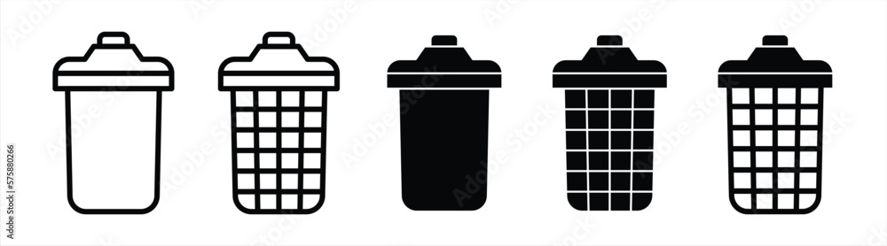 trash bin icon set. rubbish basket icon. garbage and bin icon symbol sign collection, vector illustration trash bin icon set. rubbish basket icon. garbage and bin icon symbol sign collection, vector illustration