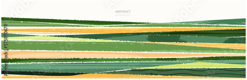 Abstract rice field agriculture vector background. Paddy rural farm plantation. Pattern of mountain landscape textured illustration. Green ecology farmland design. Summer countryside view template