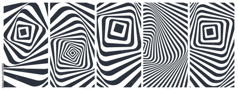 Naklejka premium Abstract squares within squares. Optic art illustration. Black and white design. 3d vector patter for brochure, poster, presentation, flyer or banner.