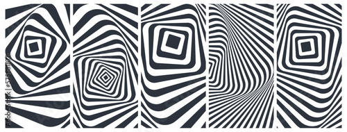 Abstract squares within squares. Optic art illustration. Black and white design. 3d vector patter for brochure, poster, presentation, flyer or banner.