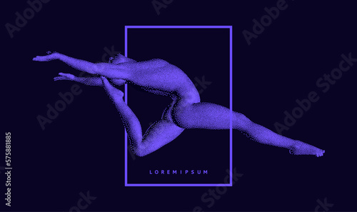 Gymnastics activities for icon health and fitness community. Design for sport. Stipple effect. Cover design template. 3D illustration for brochure, poster, presentation, flyer or banner.