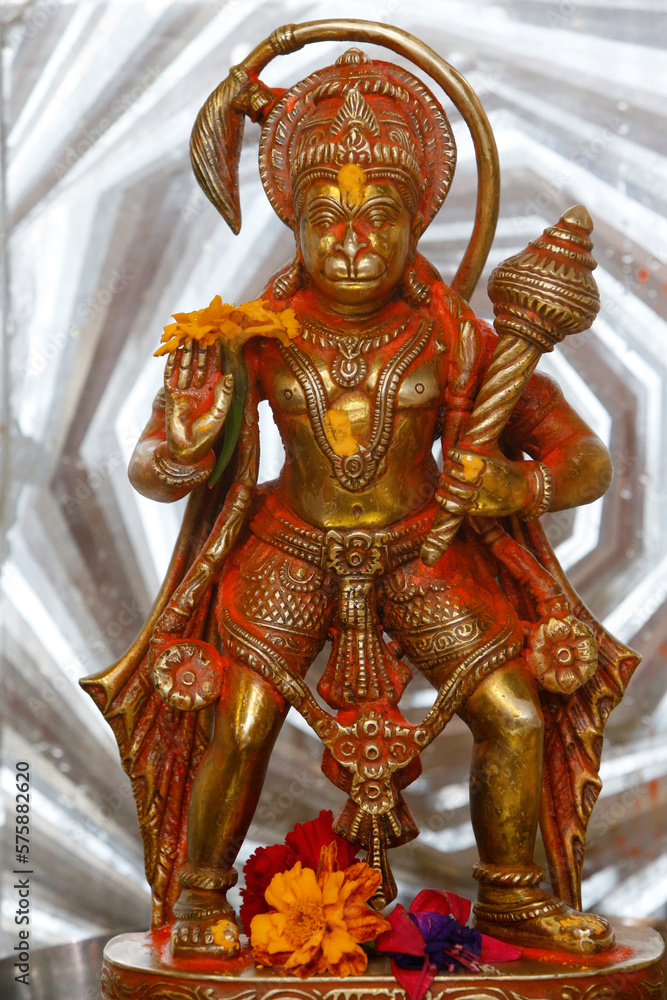 Sanatan Mandir hindu temple, Leicester. Hanuman murthi (statue). United kingdom.