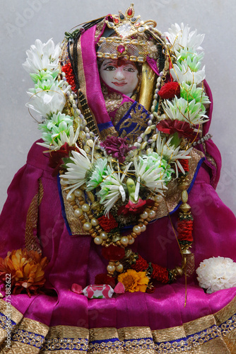 Sanatan Mandir hindu temple, Leicester. Shitlamata (also named Shitla Mata or Shitala devi) murthi (statue). United kingdom. photo