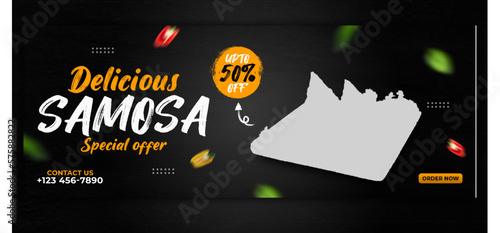 Delicious samosa and food menu facebook cover template