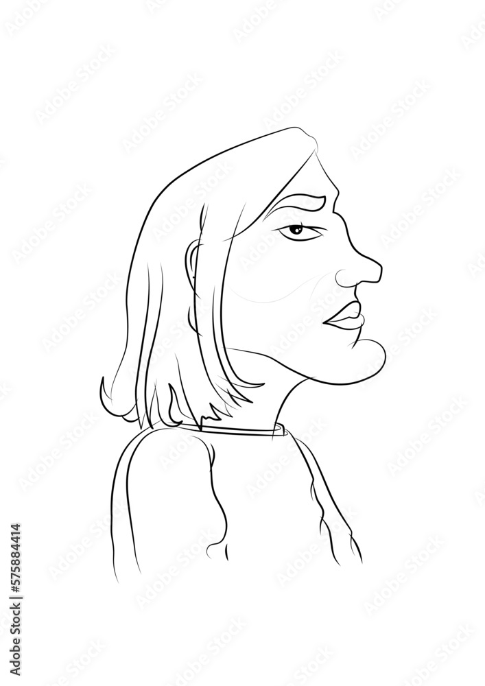 Blond long hair man profile view cartoon portrait character. Sketch pencil lines and inked strokes style vector illustration isolated on white background. Blond long hair man profile view cartoon portrait character. Sketch pencil lines and inked strokes style vector illustration isolated on white background.