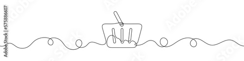 Single continuous line drawing of a shopping cart. One continuous line of a shopping basket icon. Vector illustration