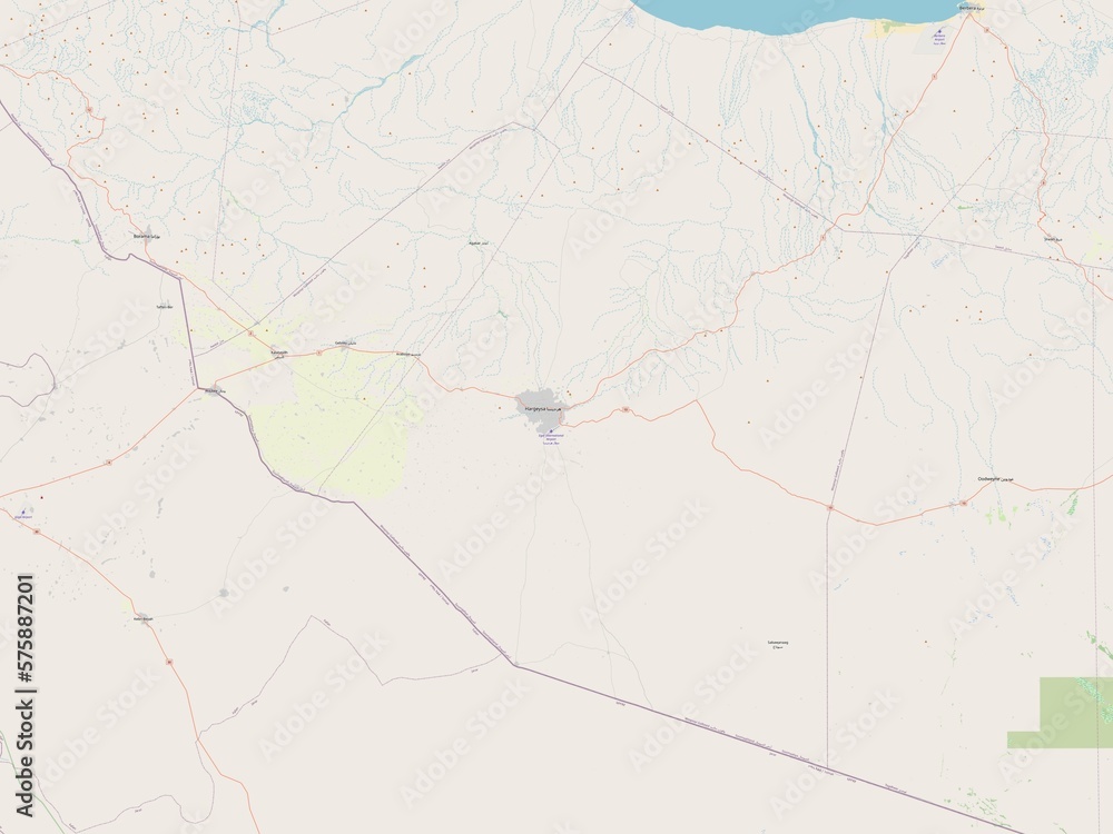 Fototapeta premium Maroodi Jeex, Somalia. OSM. No legend