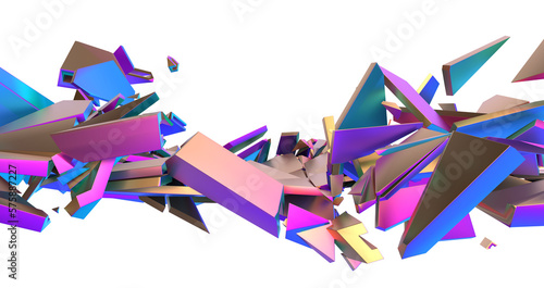 Abstract 3d render of colorful broken shape