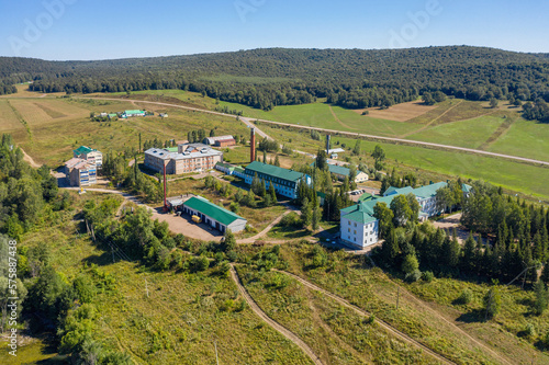 Southern Urals, Krasnousolsky children's sanatorium in summer. Aerial view. photo