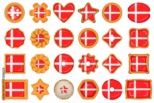 Homemade cookie with flag country Denmark in tasty biscuit