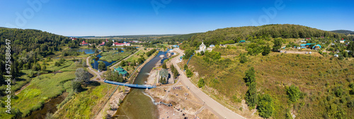 South Urals, Krasnousolsk Health Resort panorama: territory of sanatorium, residential and medical buildings. Aerial view.