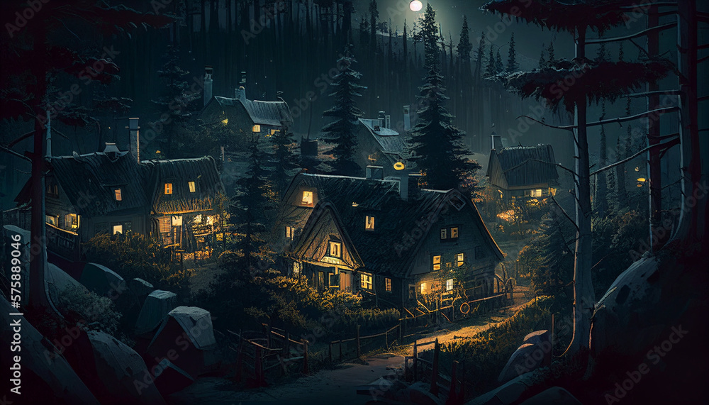 Obraz premium village in the woods
