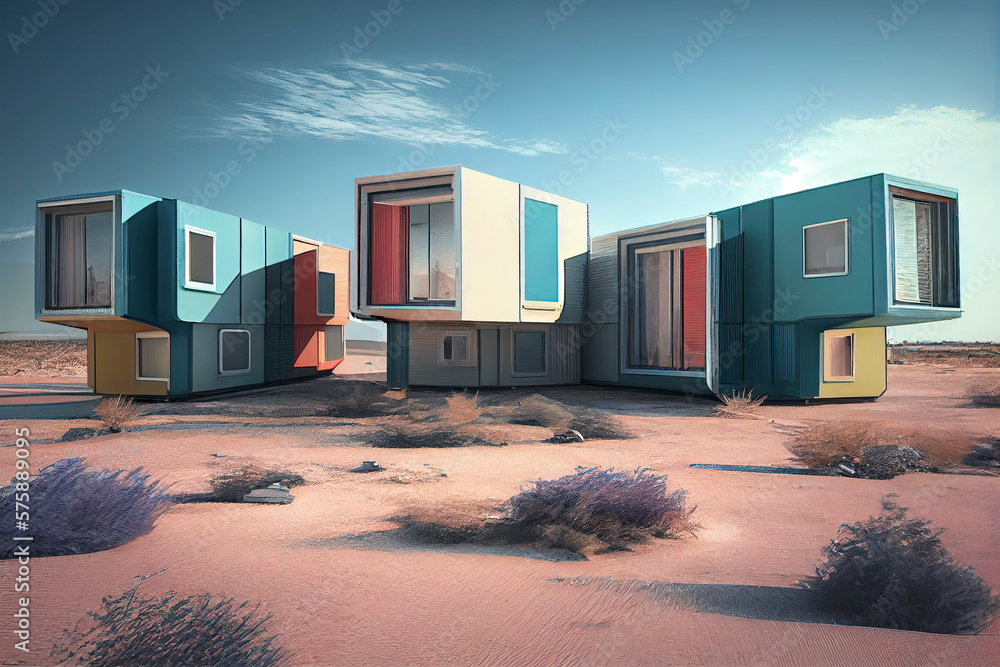 The modular home exterior design of modern architecture Stock ...