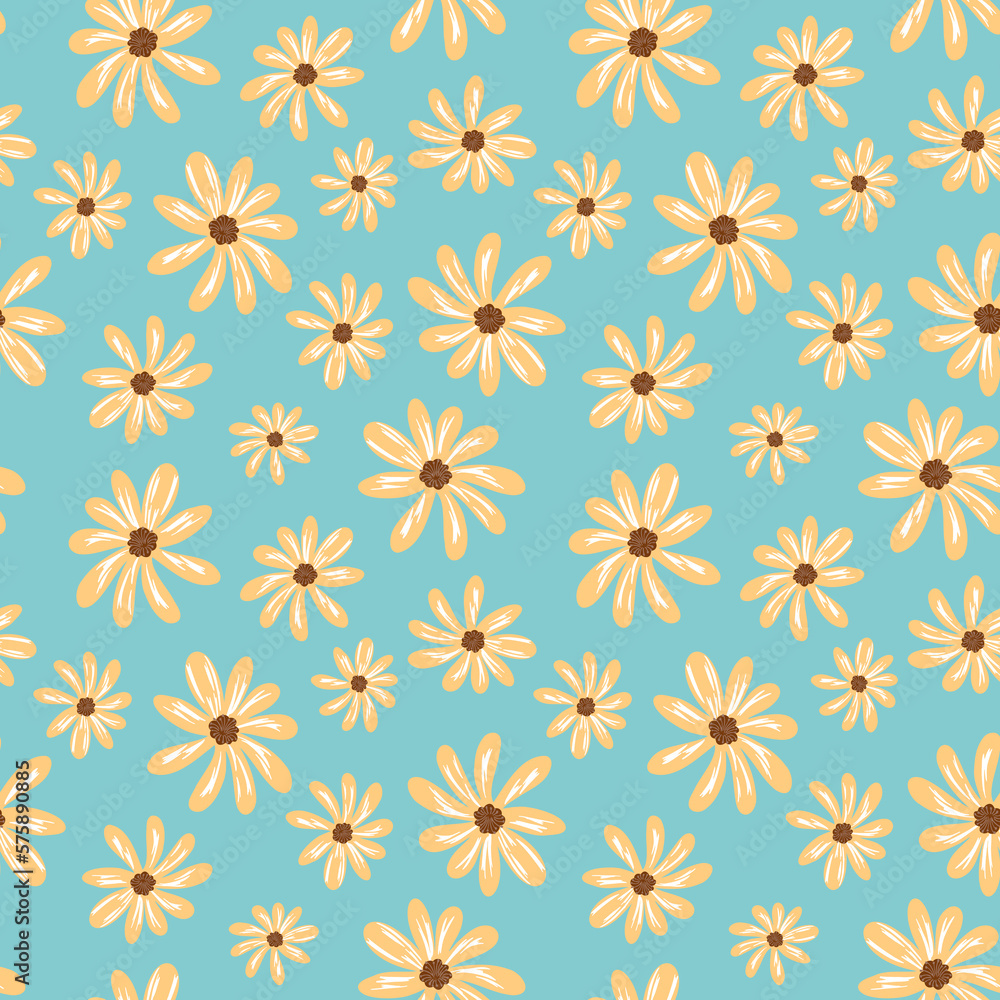 Pretty seamless repeating floral pattern on a light cyan background.
Pretty seamless repeating floral pattern on a light cyan background.