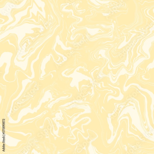 Pretty pale yellow and white seamless repeating digital fluid art marble pattern