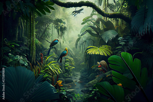 tropical rainforest is a dense, lush forest located in tropical regions near the equator photo