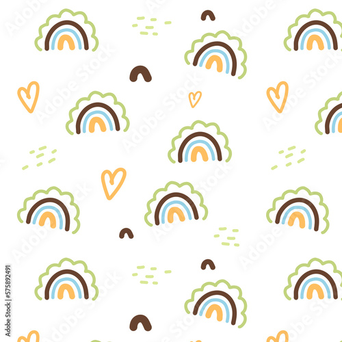 Drawn rainbow pattern. Baby cute pattern for wallpapers, fabrics, wrapping paper