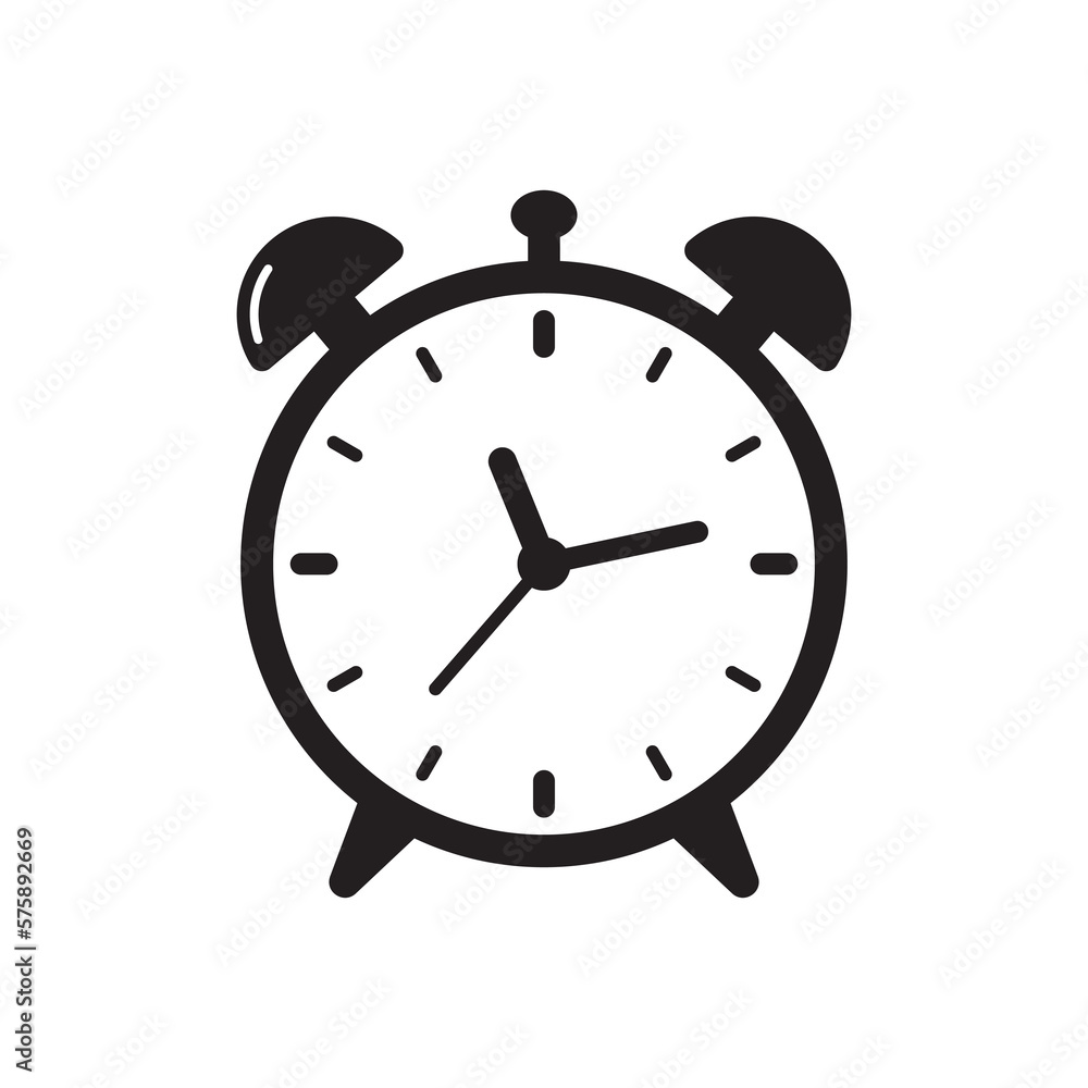 Alarm clock icon vector illustration, retro alarm clock. Alarm clock icon vector illustration, retro alarm clock.