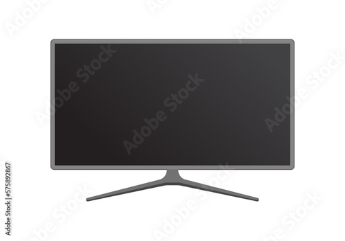 Flat Black Television With Stand Vector Illustration